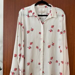 LOFT White Floral Shirt